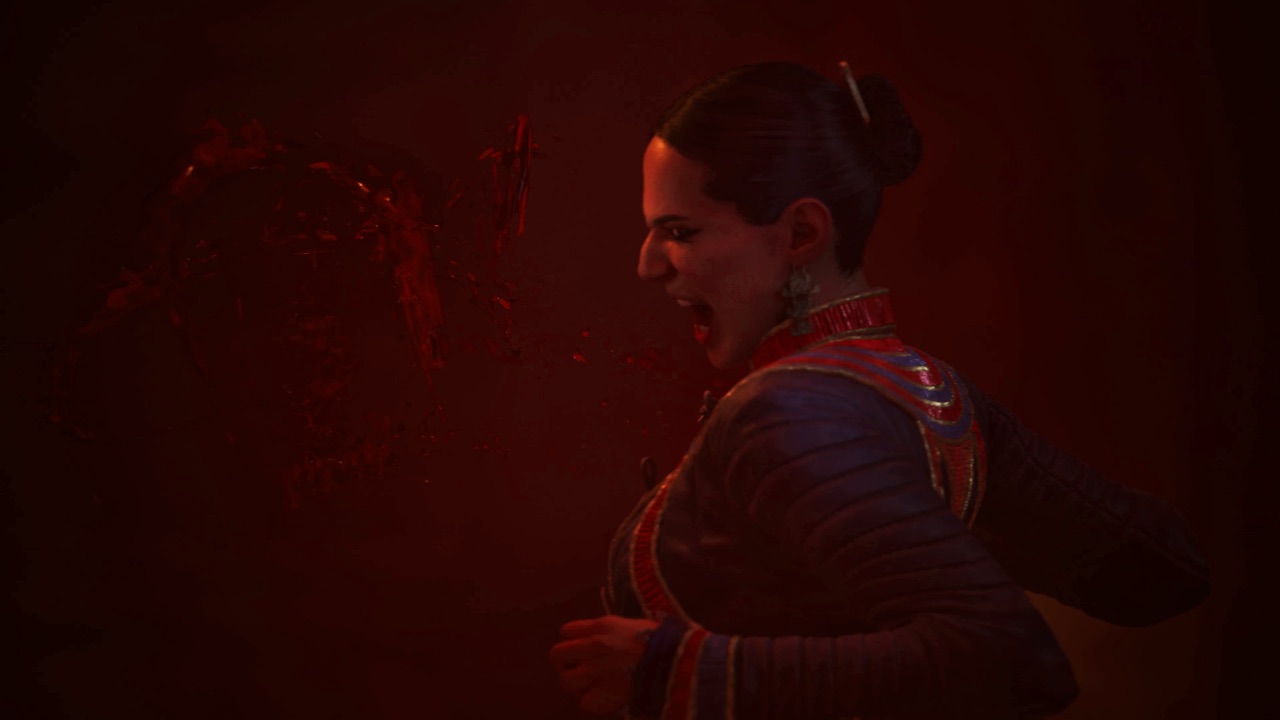 Lacra under crimson light in an official game image